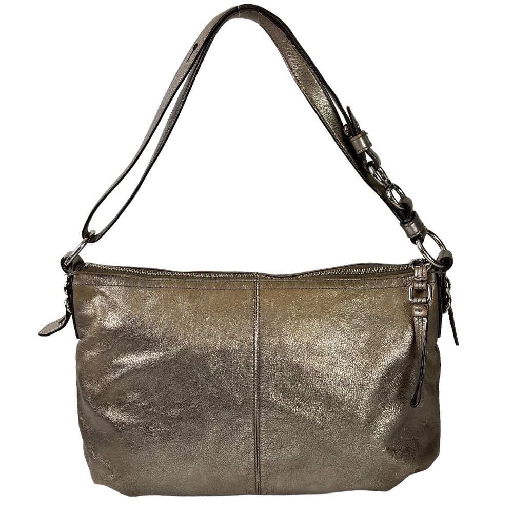 Coach 15737 Genuine Leather Shoulder Bag Handbag Purse Metallic Bronze Pewter